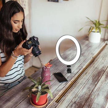 8 Colių Selfie Žiedas Šviesos Pritemdomi su 3 Šviesos Režimai Ir 11 Ryškumą 360 laipsnių Pasukti USB Ratas LED Minkštos O Žiedai Užpildyti Li
