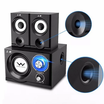 Bluetooth Garsiakalbiai 4 Colių Bass 2.5 colių Visas Medinis Garsiakalbių Stalas Kompiuterio Namuose žemų dažnių garsiakalbis, 3D Surround Stereo Louderspeaker
