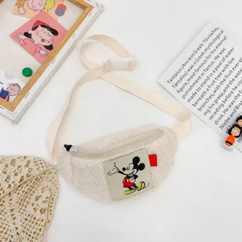 Disney mickey mouse pliušinis maišelį animacinių filmų pliušinis krepšys merginos booy juosmens krepšys krūtinės maišą mados mielas pečių maišą monetos piniginėje