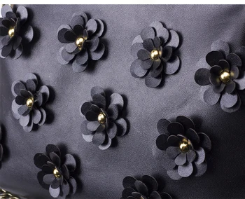 Angelatracy 2018 Black 3D Gėlės Pečių Maišą Moterų Vakare Sankabos Krepšys Kniedės Gėlės Aukštos Kokybės Grandinės Rankinės, Moteriški Mini Krepšys
