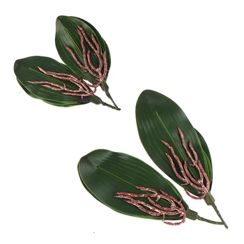 2vnt Nekilnojamojo Touch Phalaenopsis Lapų Dirbtinių Augalų Lapų Dekoratyvinės Gėlės, Pagalbinės Medžiagos, puošyba Orchidėja LeavesNEW