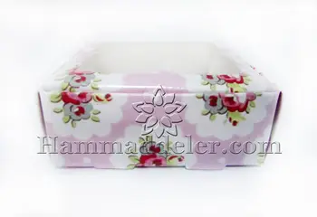 Rose Rožinė Dėžutė Su langeliu 10 Vnt 8x8x3 cm
