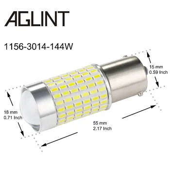 AGLINT 2VNT P21W 1156 S25 BA15S LED Automative Žibintus, Automobilio posūkių žibintai Užpakaliniai Žibintai 3014SMD 144Chipest Baltas 12-24V