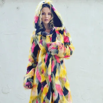 GTGYFF paltai moterims žiemos spalvotų moterų rudenį šilumos paltai striukė su gobtuvu, dirbtinių dirbtiniais kailiais šilti drabužiai viršutiniai drabužiai viršų