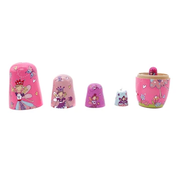 5vnt / Set Mediniai rusijos Matryoshka Lėlės Pink Angel Lizdus Lėlės, Žaislai rusijos Tradicinių Etninių Stiliaus Lėlės