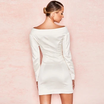 2019 m. pavasarį naujas moterų baltas kailis ilgomis rankovėmis stebėjimo Plonas švarkelis, striukė naktinis klubas šalies kailis mini Vestidos