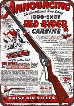 Isaric Alavo Pasirašyti 1940 Saulutė Raudona Ryder BB Gun Derliaus Išvaizdą Atgaminti 8 x 12 Metalo Ženklas