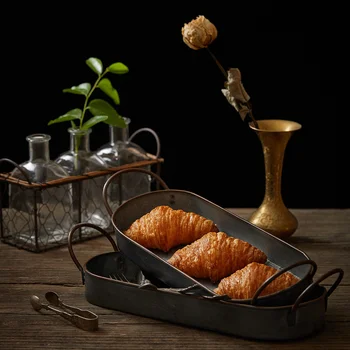 Metalo saugojimo dėklas retro desertas vaisių pyragas breadboard su rankena namų virtuvėje maisto produktų laikymo dėžutė WF106