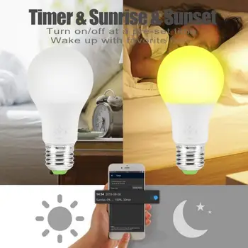 Raundas 4.5 M Pritemdomi WiFi Smart Lemputės Spalvotų Wake-Up Lights Reikalingus Darbus Su Alexa 