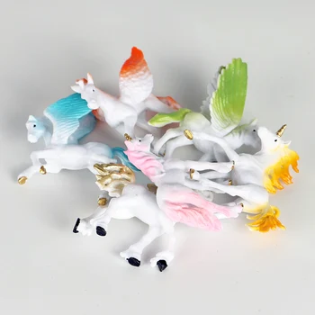 Oenux 6PCS Pasakos Skristi Arklių Elfai Modeliavimas Gyvūnų Mitinės Elf Pegasus Veiksmų Skaičiai Modelį PVC Švietimo Mielas Žaislas Vaikams