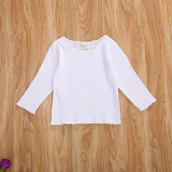 Baby Girl Long Sleeve Top White T-shirt Vieną Krūtinėmis Suspender Suknelė, Lankelis Rudenį Tiktų Bamblys 3pcs Medvilnės Nustatyti 12M-5Y