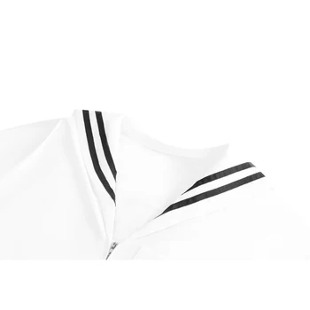 Baltos Palaidinės Moterims Atsitiktinis Ilgomis Rankovėmis Sailor Apykaklės Derliaus Japonų Stiliaus Užtrauktukas Marškinėliai Moteriška Grafinis Spausdinti Prarasti Viršūnes Blusas