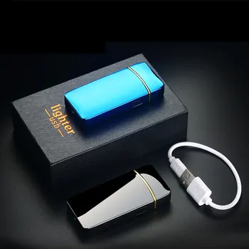 Mini Dvigubo Elektros Lengvesni USB Įkrovimo Touch Kontrolės Nešiojami Vėjo Su LED Maitinimo Indikatorius Cigarečių Priedai