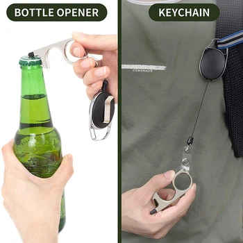 10vnt Ne Liesti Buteliuko, Durų Atidarytuvas Mygtuko paspaudimu Stylus Patarimas Ištraukiama Keychain Jūs galite naudoti ją kaip key chain, butelių atidarytuvas, plunksna