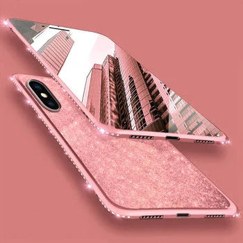 Kerzzil Prabanga Spindi Blizgučiai Milteliai Diamond Atveju iPhone 7 8 6 X Slim Minkštos TPU Atvejais Apima, 