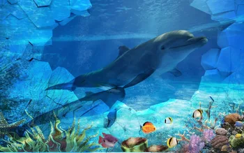 Vandenyno delfinų užuolaidos 3D Blackout Užuolaidos kambarį Patalynė kambaryje Užuolaidos Cotinas para salė