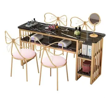 Manikiūro stalas Europos stilius paprastas manikiūras stalo grynųjų raudona dvigubai manikiūro stalas ir kėdė nustatyti ekonomiškas manikiūro parduotuvė lentelė
