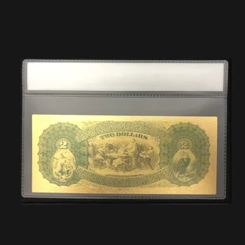 Geriausios Kainos Spalvos 1875 Metais Amerikoje Banknotų 2 Doleriu Aukso Banknotų 24K 99.9% Aukso Su Plastiko Rėmas Dovana