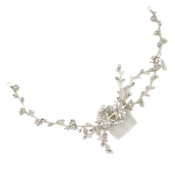 O824 Kristalų lydinio gėlių pearl lankelis puošnios moterys jewelled diamond nuotaka lankelis vestuvių vinjetė