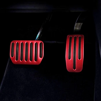 2VNT Auto Aliuminio Lydinio Pedalai Kojoms Padengti Tesla Model 3 Anti-Slip Akceleratoriaus, Stabdžių Pedalu (Raudona)