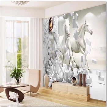 Beibehang Užsakymą papel de parede 3d foto tapetai gyvenimo kambario, miegamasis kūrybos Balto žirgo freskos sienos dokumentų namų dekoro