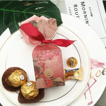 50pcs Europos kūrybos flamingo gėlė, vestuvių dekoravimas, vazos formos saldainių dėžutė dovanų dėžutė šokolado dėžutė baby shower juostelės