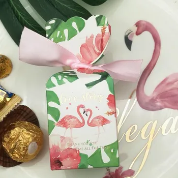 50pcs Europos kūrybos flamingo gėlė, vestuvių dekoravimas, vazos formos saldainių dėžutė dovanų dėžutė šokolado dėžutė baby shower juostelės