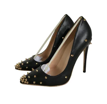 Prekės ženklo batai moterų mados pažymėjo tne kniedės vieną bateliai 12 cm aukštakulnius šalies ponios batai adatos (stiletai) vakare MD025 ROVICIYA
