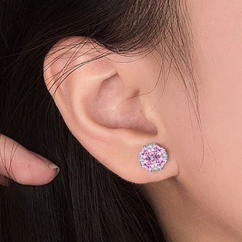 NAUJAS Atvykimo moterų sidabro auskarai AAA cirkonis rožinė kristalų dobilų žiedų kroean stiliaus brinco Prom Priedai 925 papuošalai