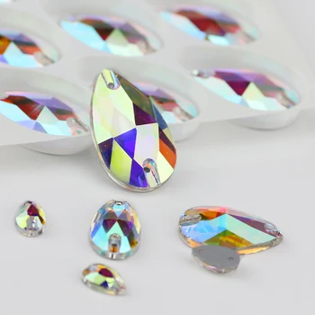 Kalnų krištolas lašo formos stiklo kalnų krištolas lašas stiklo plokščių apačioje akmens kristalų kostiumas Kristalų perlas kostiumų papuošalai