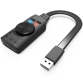 GS3 Virtualus 7.1 Kanalo Išorinė Garso plokštė USB Keitiklis Adapteris Juoda Stereo Audio 3.5 mm Ausinės