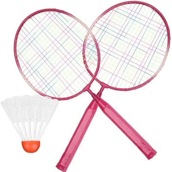 2 Žaidėjai Badmintono Raketės Kamuolys, Nešiojamų Spalvos Pledas Patvarus Nailono Lydinio Badmintono Raketės, 3 Kamuoliukai, Vaikų Mokymas