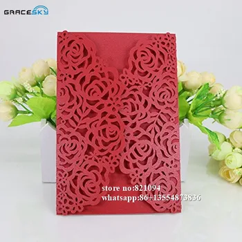 50pcs nemokamas pristatymas pjovimas Lazeriu Europos stiliaus Rožių žiedų knyga Vestuves, kvietimai su vidiniu puslapis