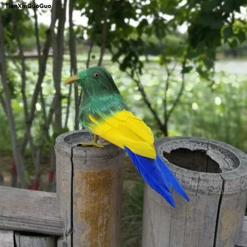 Apie 12cm modeliavimas paukštis sunkiai modelis prop polietileno&plunksnos spalvingas paukštis,rankdarbių namų, sodo puošmena dovana s1071