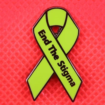 Pabaigos gėdos, emalio pin psichikos ligos suvokimo sagė žalia juostele ženklelį psichinių sveikatos papuošalai sustabdyti gėdos atvartas teigiamas pi