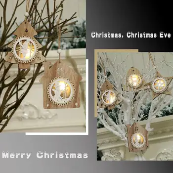 Mediniai Gražus Žėrintis Pakabukas Kalėdos Reikmenys Mados Vakarienė Medinė Apdaila Medžio Vyras LED Naujųjų Metų Namuose Apšviesti