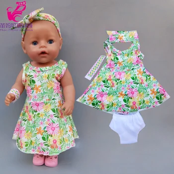 43cm 40cm baby doll rompers su lankelis 18inch mergina lėlės drabužius one-piece suknelė su hairband