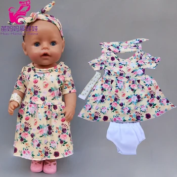 43cm 40cm baby doll rompers su lankelis 18inch mergina lėlės drabužius one-piece suknelė su hairband