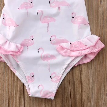 Vaikai, Vaikai, Merginos Bikini Merginos Rožinis Flamingas maudymosi kostiumėlį vientisi maudymosi Kostiumėliai, Bowknot vientisas Plaukti Bikini Backless Paplūdimio