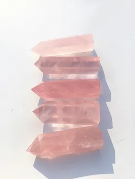 5vnt Gamtos pink rose kvarco obeliskas kristalų lazdelė taško gydymo