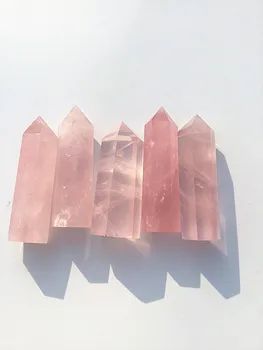 5vnt Gamtos pink rose kvarco obeliskas kristalų lazdelė taško gydymo