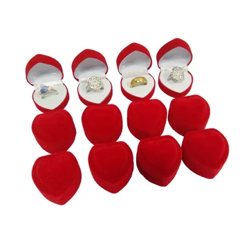 Romantiška Papuošalai Ekranas Lauke Raudonos Aksomo Valentino Diena, Gimtadienis Širdies Formos sužadėtuvių Žiedą Dovanų Dėžutės