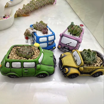 Kūrybos Vazonas Mielas Animacinių Filmų Automobilio Sultingi Augalų Puodą Gėlių Žaliųjų Augalų Medelynas Puodai Namų Gargen Apdailos Priemonė