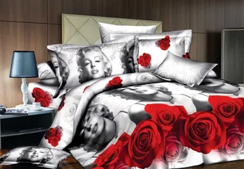 Marylin Marilyn Monroe Patalynės komplektas antklode padengti raudona rožė Cal Karalius ir karalienė dvigulę įrengtas paklode lino lovatiesė antklodė 6pcs