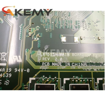 X751SV Mainboard ASUS X751SV X751SJ X751S Nešiojamas Plokštė GT920M/GT940M 4G/N3710 CPU