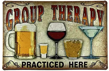 Grupinės Terapijos Praktikuojama Čia ALAVO Pasirašyti Alkoholio, Alaus, Vyno Namų Baro Sienų Dekoras (M0076)
