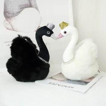 1 vnt 28cm ins Mielas Balck&White Pliušinis Swan Žaislai iškamša Swan Nešioti Karūną Gražių Žaislų Kambario Dekoro Vaikams Dovanų Lėlės apdailos