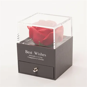 Dirbtinės gėlės raudonos rožės Žiedas dėžutė Papuošalų dėžutė namų vestuvių dekoravimo kūrybinės Siūlomų dovanų Valentino, Kalėdų dovanos