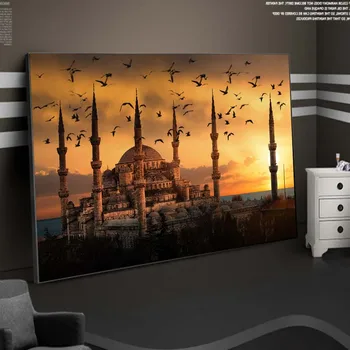 Islamo Kraštovaizdžio Saulėlydžio Vaizdas Drobės Tapybos Musulmonų Mečetė Plakato spauda Sienos Meno Nuotrauką Kambarį Namo Sienų Dekoras Cuadro