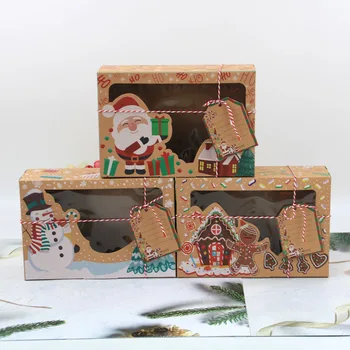 Kalėdų Saldainių, Sausainių Dėžutė Animacinių Filmų Skaičius Kraft Popieriaus Dovanų Dėžutės Ar Desertai, Duonos, Pyrago Lauke Švenčių Šalies Prekių